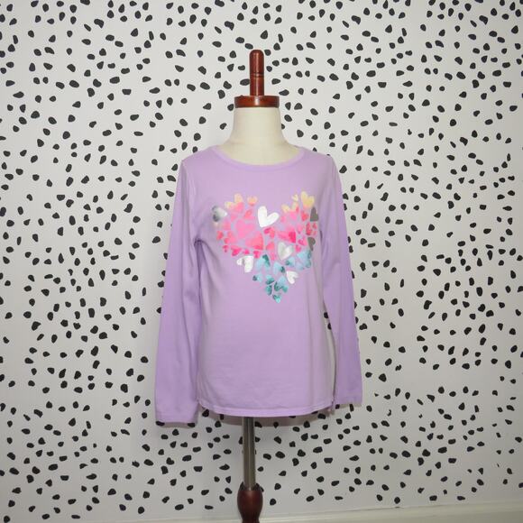 Member’s Mark Purple Hearts Long Sleeve Girls Graphic T-Shirt - Picture 1 of 5